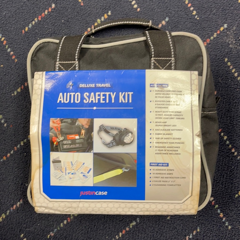 Deluxe Travel Justincase auto safety kit.